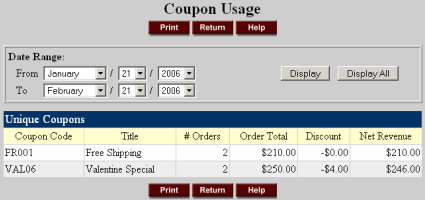 EZ-Coupon Usage Report